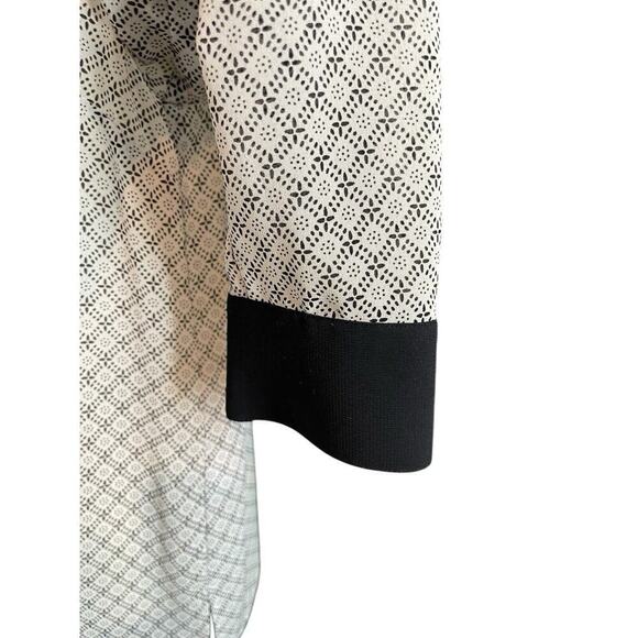 Cold Water Creek Blouse Women Size S Black Cream Button Down Semi Sheer Casual - Picture 5 of 10